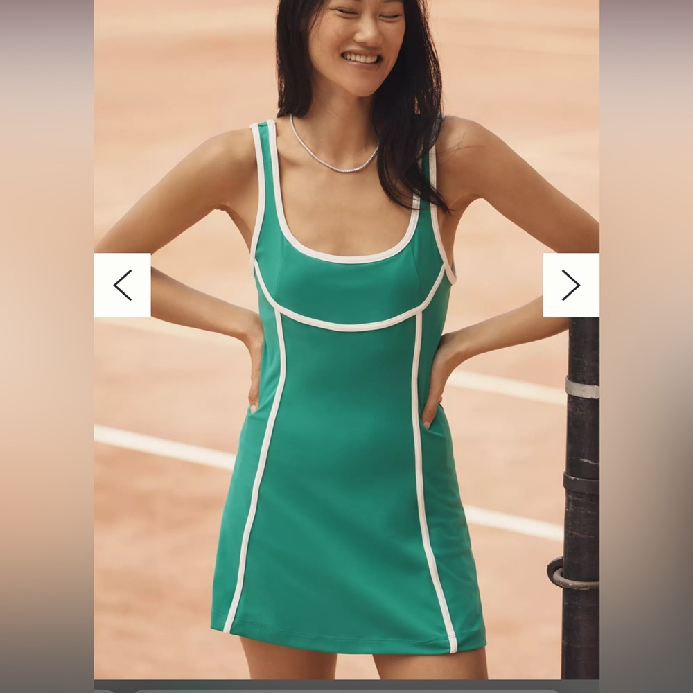 Anthropologie green athletic tennis dress - Daily practice piped mini dress